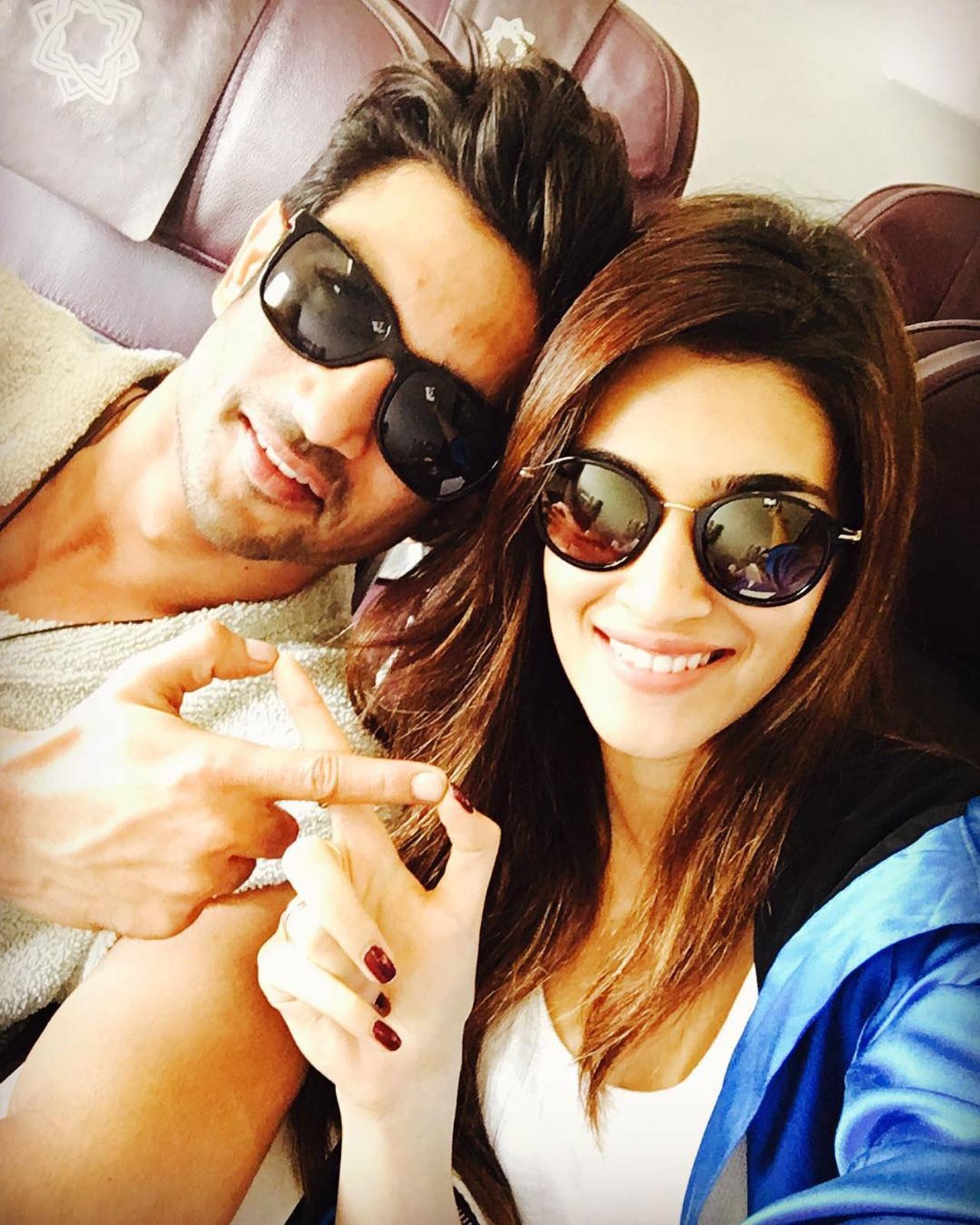 Kriti Sanon and Sushant Singh Rajput jetted to Jalandhar and on the flight, the actress shared this adorable selfie. The duo truly looks stunning in this click