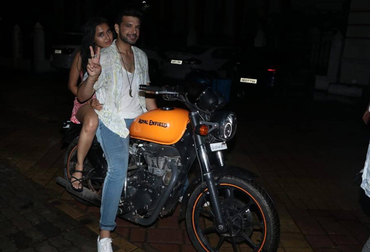 Tejasswi Prakash and Karan Kundrra got together to celebrate the actress's 29th birthday in Goa and the celebrations looked one intimate affair. The couple clicked pictures, indulged in some PDA and truly had a blast. The duo arrived on a bike with style