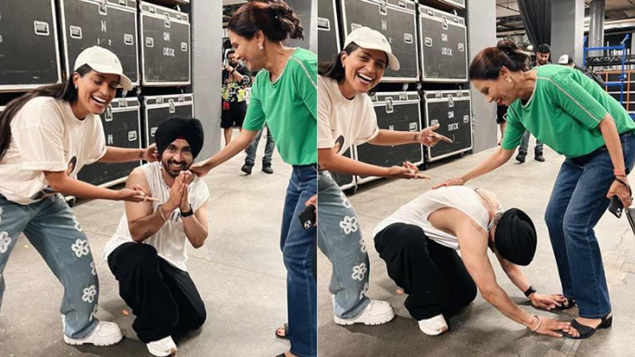 Inside Photos: Diljit Dosanjh touches Lilly Singh's mom Malwinder's feet ahead of his Toronto concert