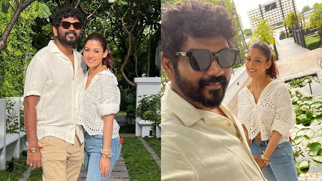 A collage of Vignesh Shivan and Nayanthara in Thailand