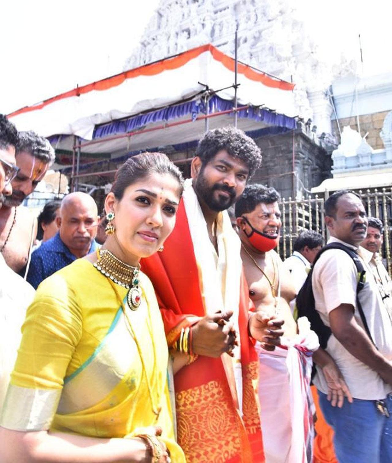 Newly weds Nayanthara and Vignesh Shivan paid a visit to the Tirumala temple to seek blessings. The couple, after years of being together, tied the knot in an intimate ceremony on June 9