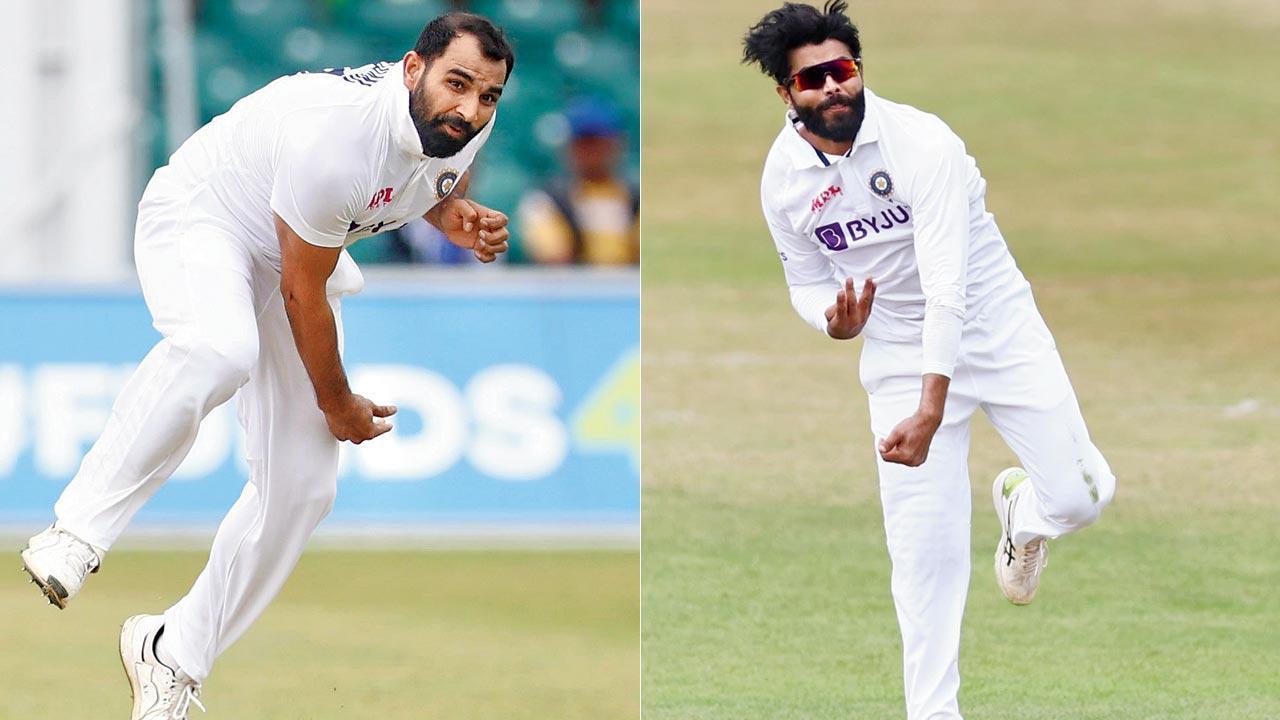 India pacer Mohammed Shami (left) and left-arm spinner Ravindra Jadeja. Pic/BCCI