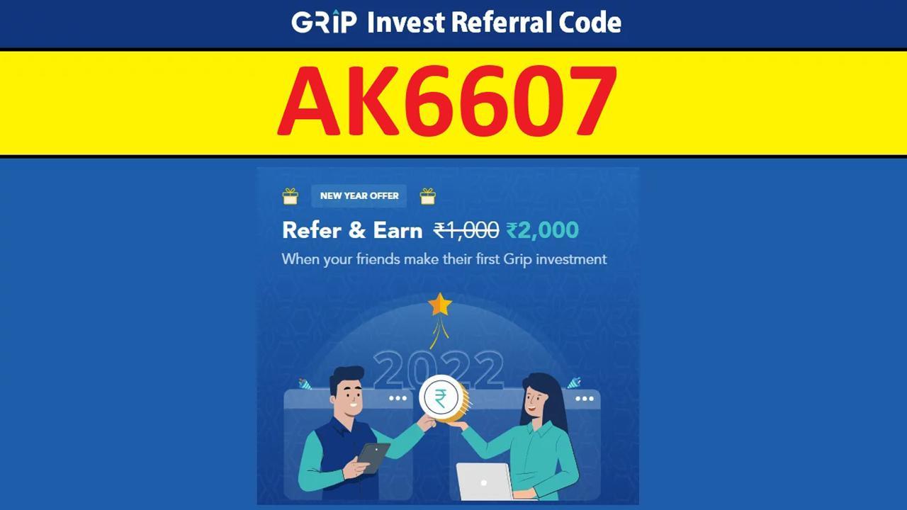 Grip Invest Referral Code AK6607, Get Rs.2000 Sign Up Bonus