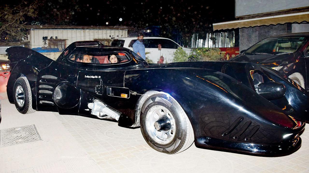 Up and about: Ahmed Khan owns the night with new Batmobile