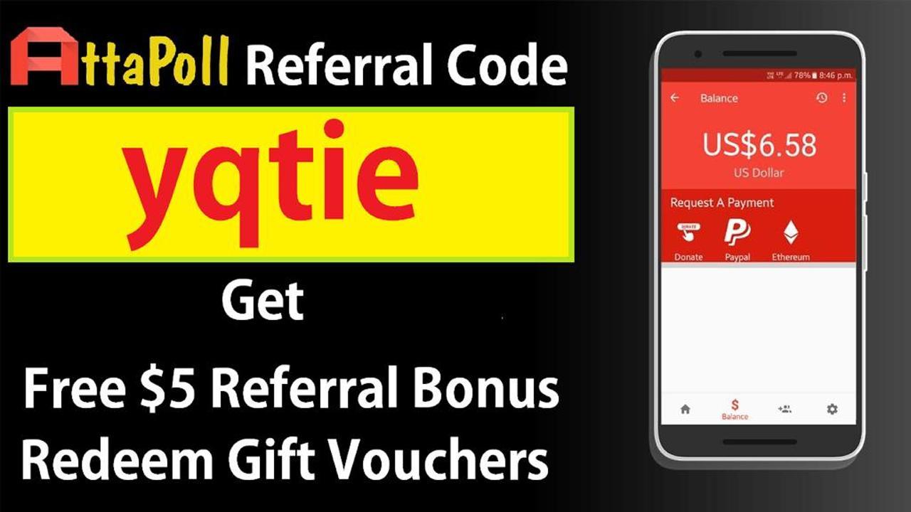 Download APK AttaPoll Referral Code yqtie Earn Free $5 Paid Surveys App