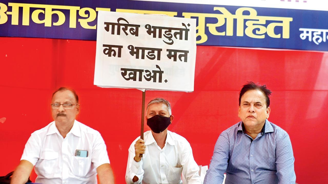 Bombay Improvement Trust Chawl tenants protest over delay in redevelopment project