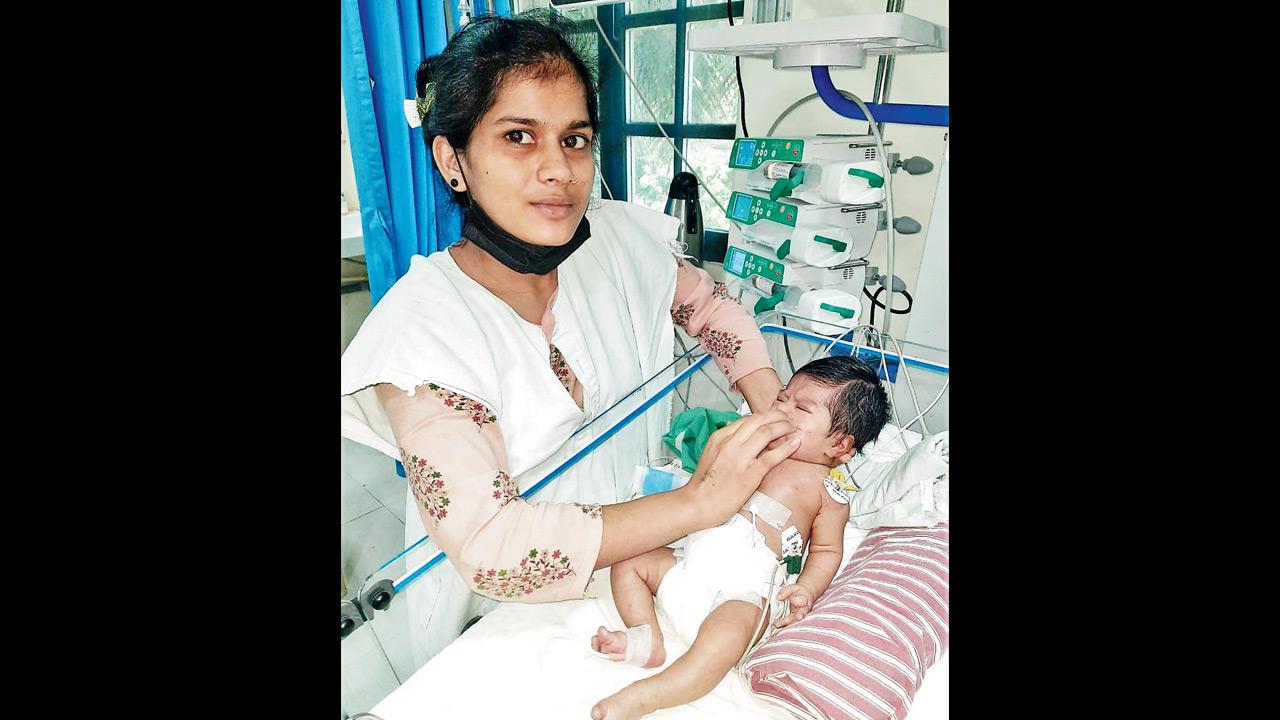 Mother Seema with the infant at Wadia Children’s Hospital