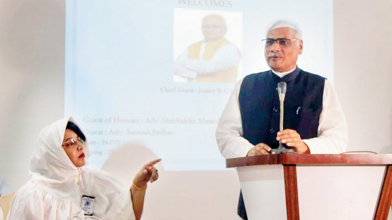 Dr Batul Hamid with Justice B G Kolse Patil at a seminar she had organised