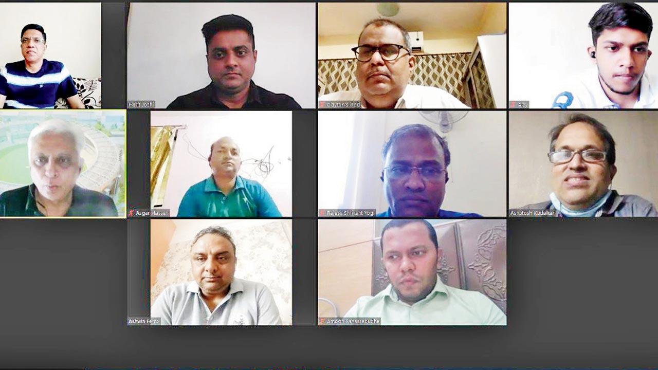 A screenshot of mid-day’s virtual Masterclass with former international umpire MR Singh (2nd row, left)