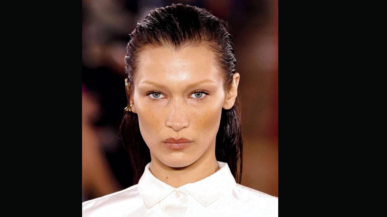 Bella Hadid’s slick hair look. Pic/Instagram