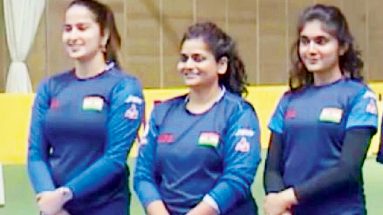 Women’s 25m pistol team of Rahi, Esha and Rhythm clinch India’s third gold