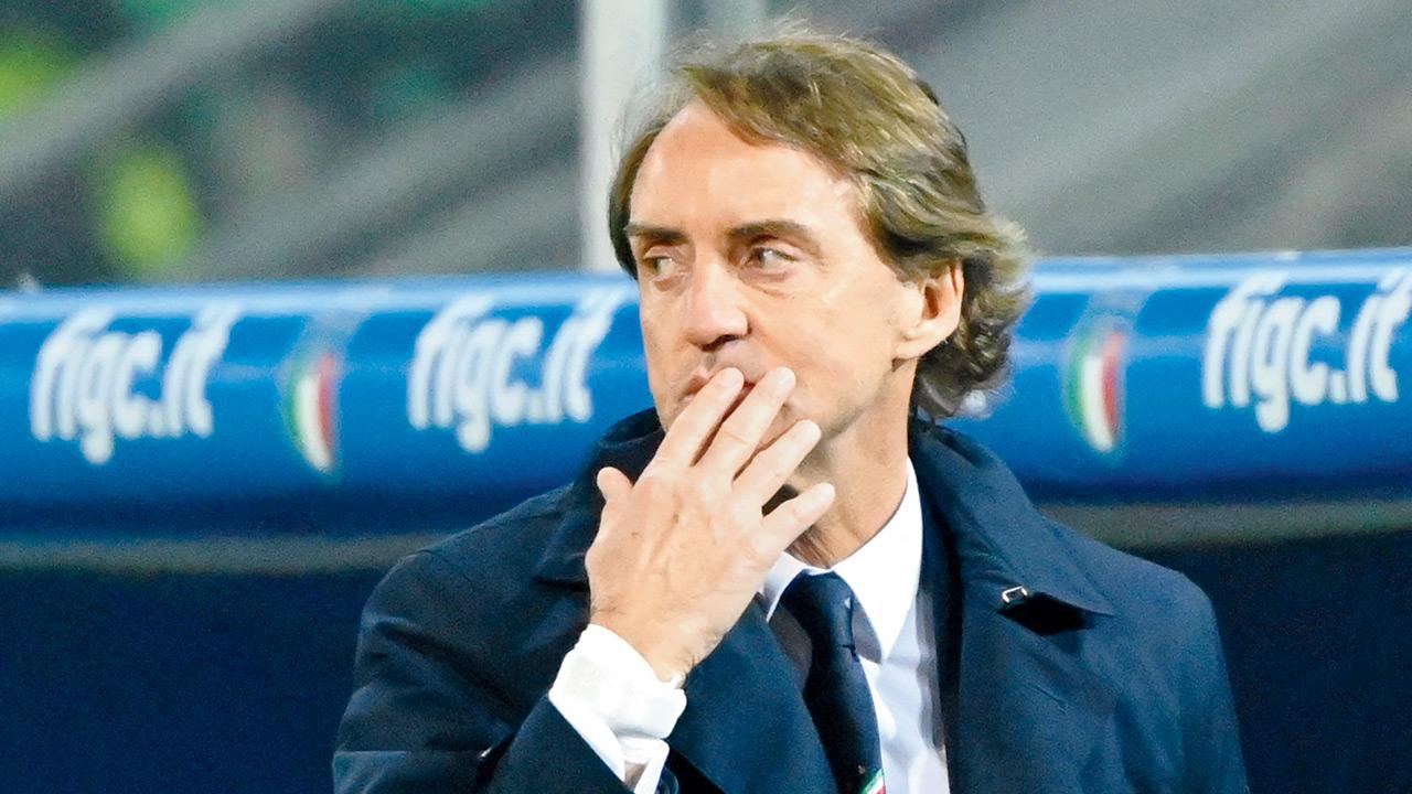 Roberto Mancini during the WC qualifiers. Pic/AFP