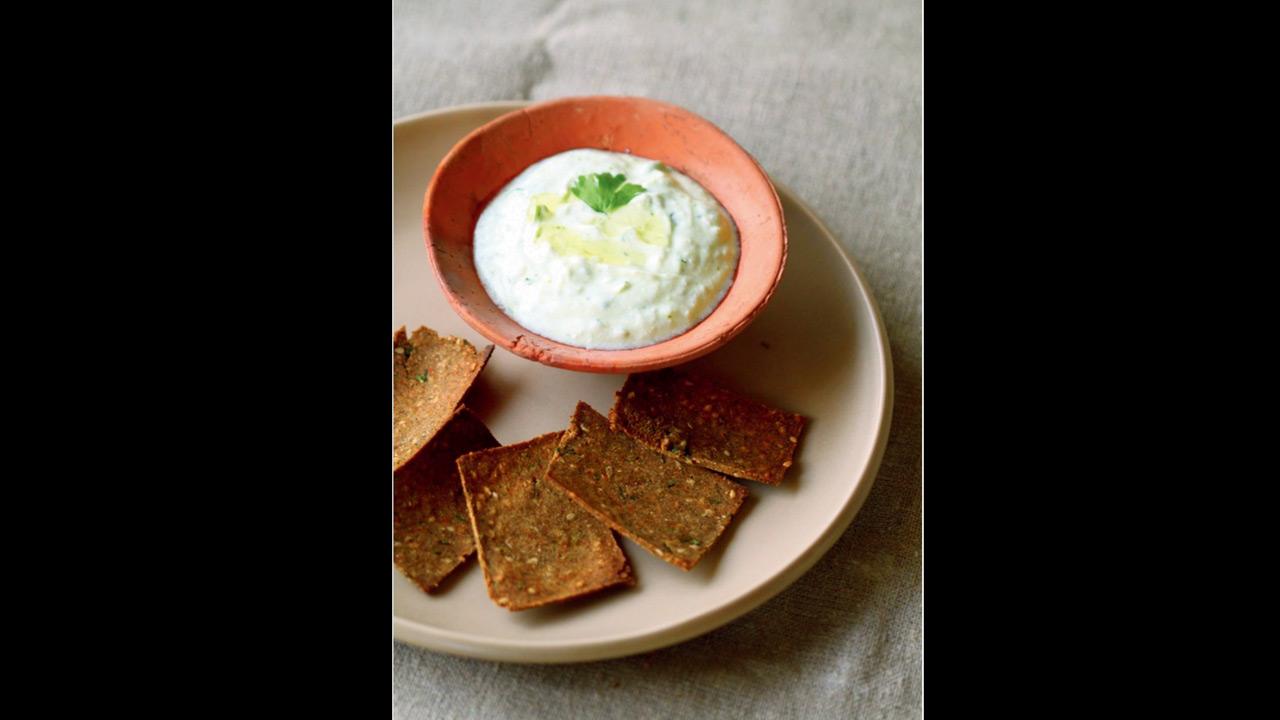 Saee Koranne Khandekar’s thalipeeth crackers with thecha dip