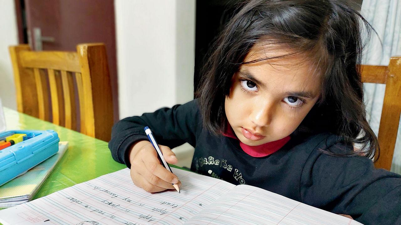 Sharanya Srivastava, 6, a resident of Wellington, who has been exclusively used to verbal lessons for the last few years, detests writing. Her mother worries that she may refuse to sit for the upcoming school exam, her first, altogether