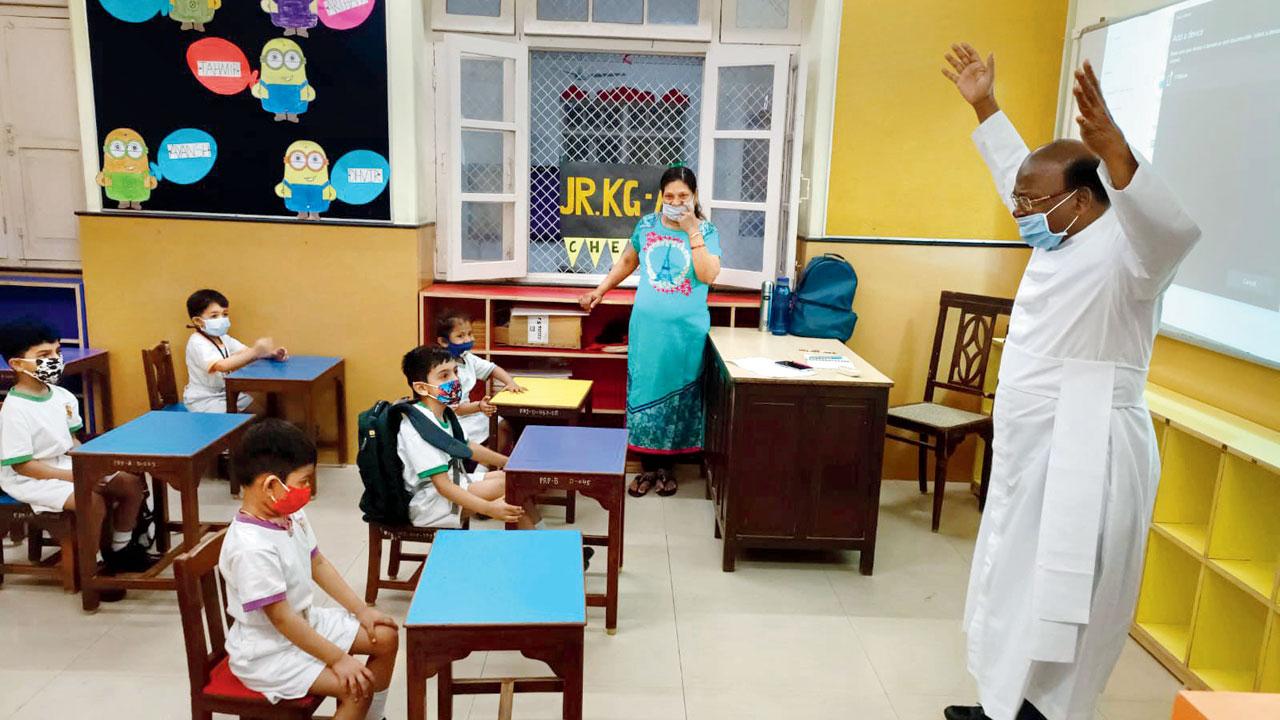 The management and teachers at Campion School, a sought-after South Mumbai school for boys, say that the focus for now for Class I and II kids is to get them acclimatised to the environment, the teachers and each other. They are using recitation to improve listening skills, and show-and-tell to help the shy ones open up