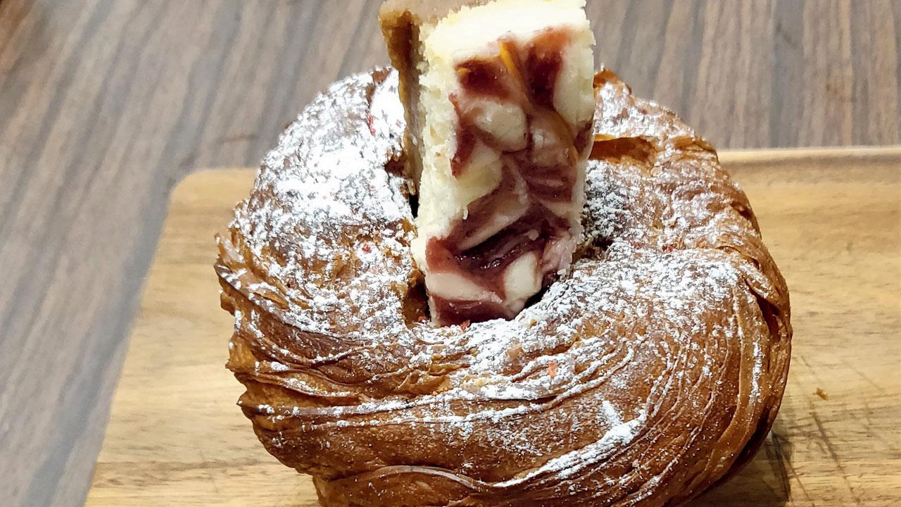 Strawberry cheesecake cruffin