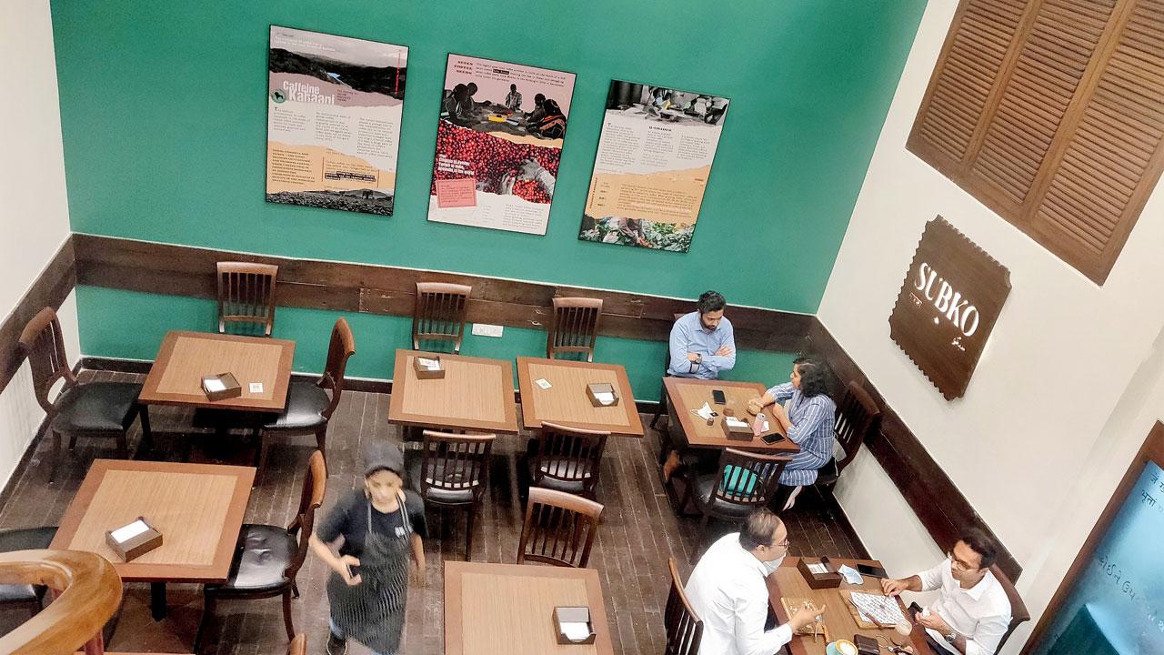 A view of the space from Kitab Khana’s mezzanine floor