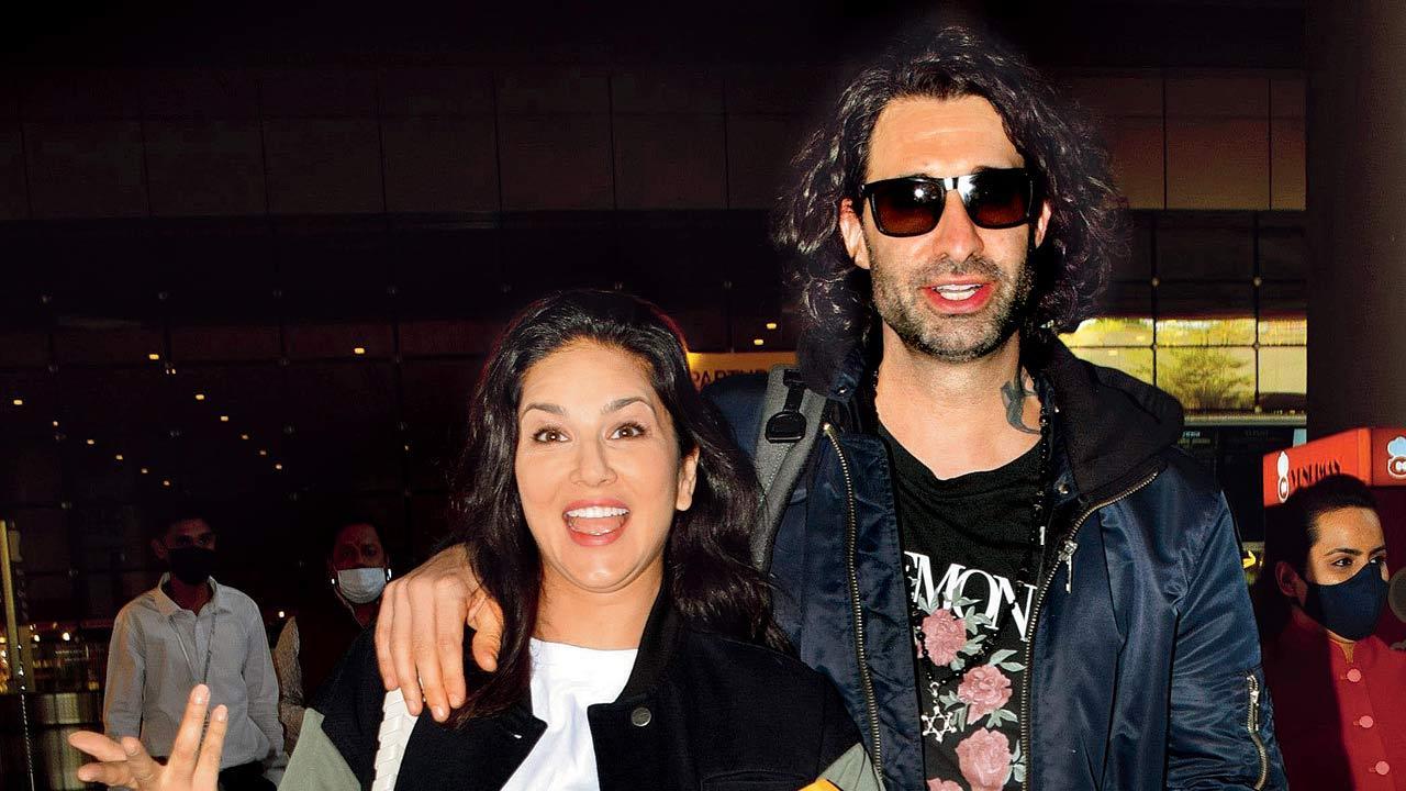 Up and about Sunny Leone, Daniel Weber tress to impress