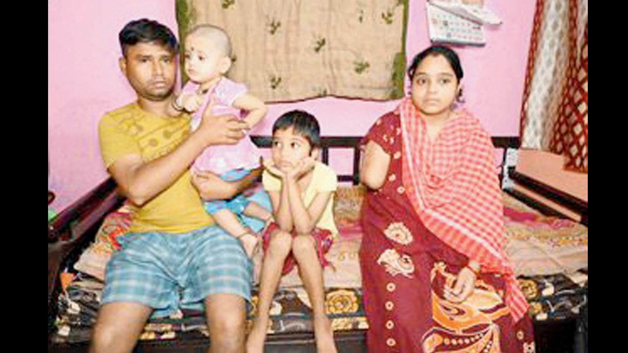 Samanto with her husband Deepak and their two kids; (right) Samanto said since she can barely manage the household chores and take care of her children