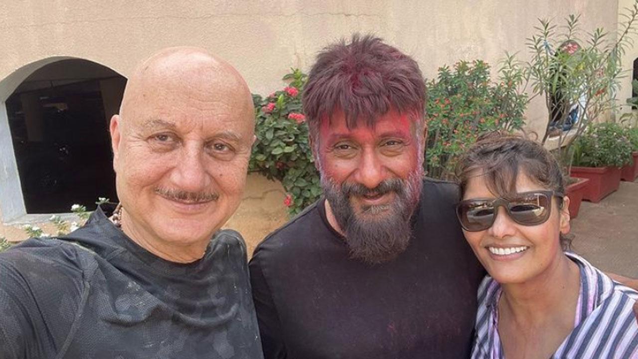 Anupam Kher reunites with 'The Kashmir Files' team for Holi celebrations