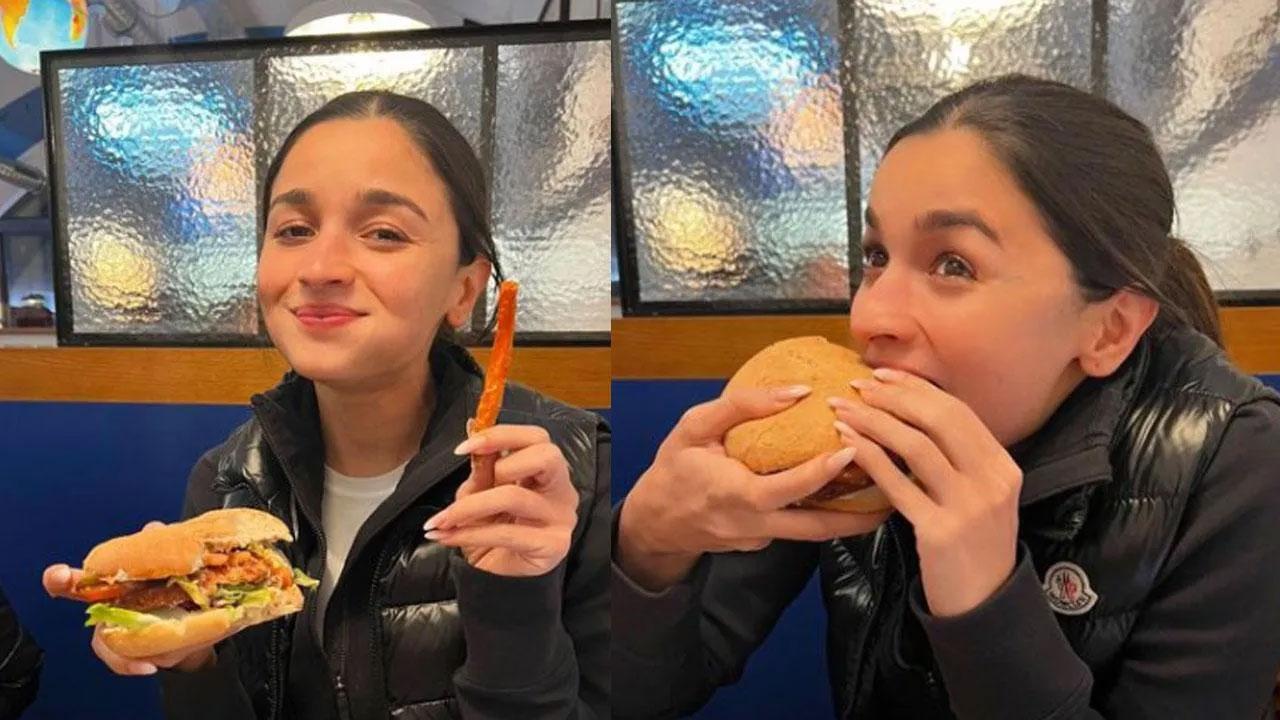 Taking to her Instagram handle on Thursday, Alia thanked the audiences for their love and celebrated by enjoying a vegan burger with fries. She penned the caption, 