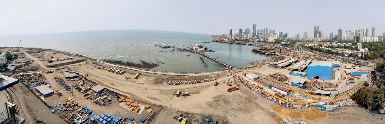 The Coastal Road Project has led to reclaiming large swathes of land from the sea like at Haji Ali. Urban planners say it’s not just about the beach, but what you do with the sea by constructing inside it that decides tide and climate change. Pic/Bipin Kokate