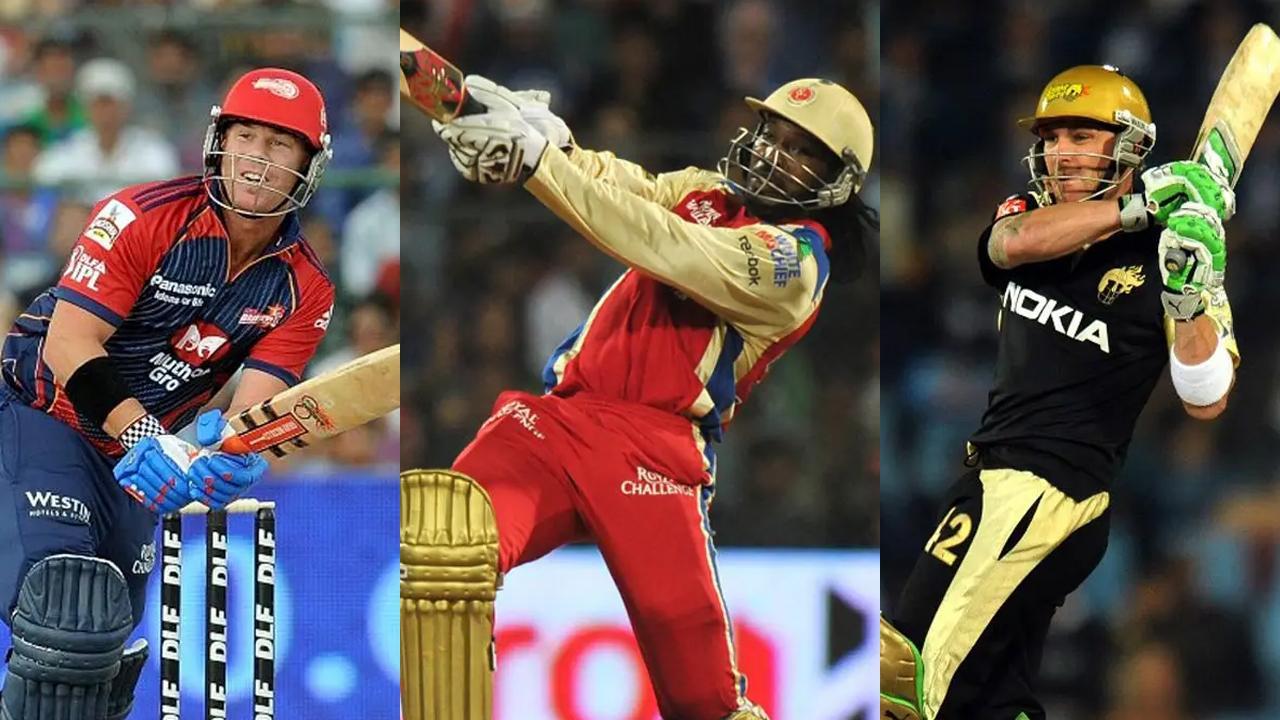 (L-R) David Warner, Chris Gayle, Brendon McCullum