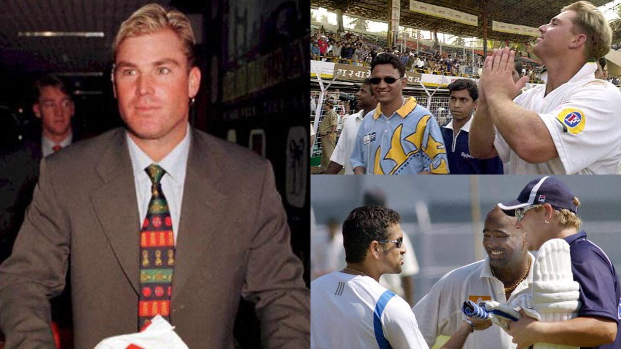 A collage of Shane Warne during the 90s-2000s
