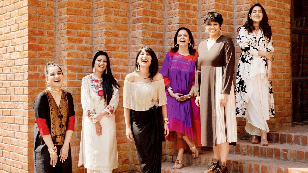 (From left) Designers Chandrima Agnihotri, Divya Sahaya, Advaeita Mathur, Anjul Bhandari, Riddhi Jain and Ridhi Mehra. Pic/Re-writing the Muse by Ensemble
