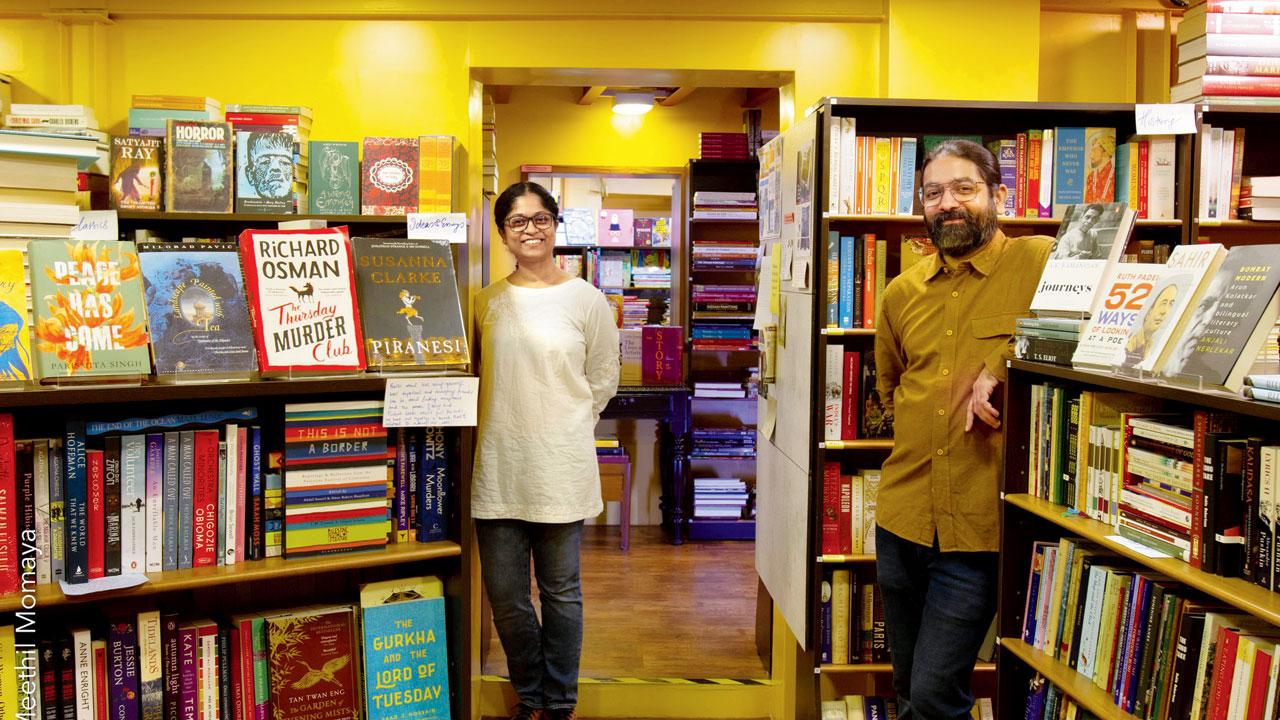 Ahalya Naidu (left) and Meethil Momaya at Bandra’s Trilogy Library and Bookstore