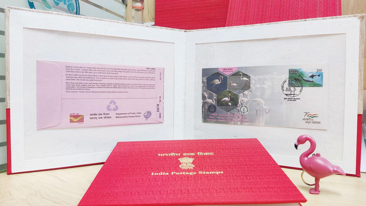 The flamingo and leopard-themed covers and special cancellations