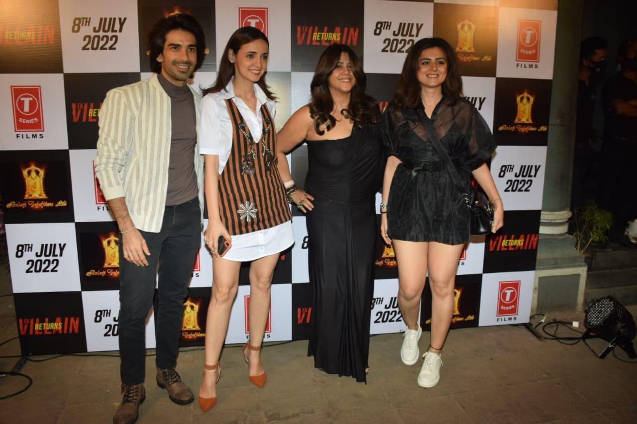 Ekta Kapoor with Sanaya Irani, Mohit Sehgal and Ridhi Dogra.
