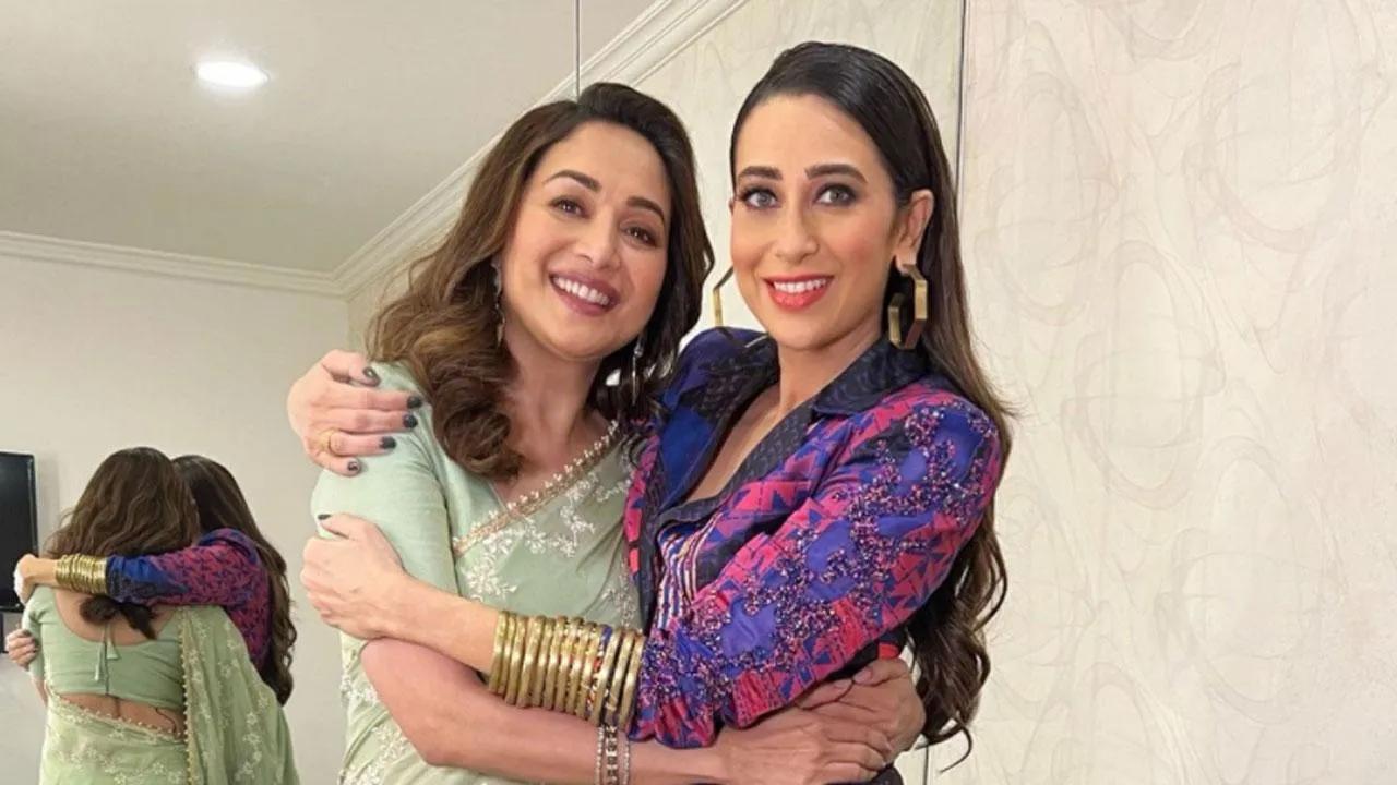 Karisma Kapoor and Madhuri Dixit's 'Dil Toh Pagal Hai' moment goes viral
Reunions always bring a smile to your face and more so if they are from favourite '90s' movies. This time, this sweet nostalgia was experienced by actors Karisma Kapoor and Madhuri Dixit. The two leading ladies, whom we saw together in the hit musical drama 'Dil Toh Pagal Hai', met in a studio recently. Read the full story here.