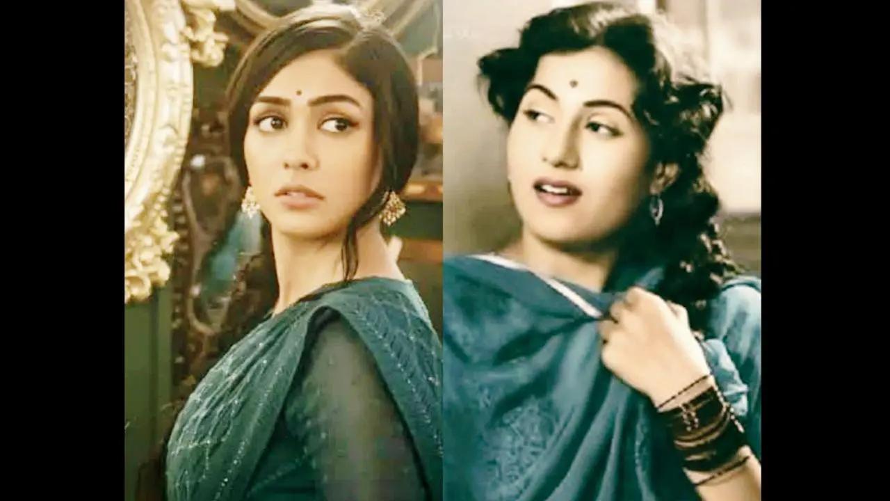 Main Madhubala banna chahti hoon
Mrunal Thakur is currently shooting for Lieutenant Ram, which marks her foray into Telugu cinema. Last August, the makers announced the project by sharing the first look of leads Dulquer Salmaan and Thakur. Since the love story is set in the ’60s, director Hanu Raghavapudi and the styling team did research to create looks that are reminiscent of the era. It is heard that they have modelled Thakur’s look on popular ’50s actor Madhubala, who was famed for her beauty. Read the full interview here.