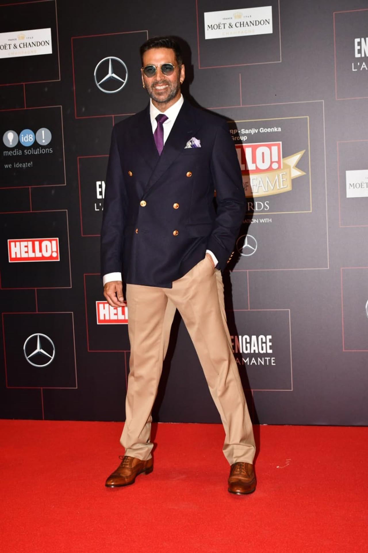 Akshay Kumar showed off his uber-cool side as he suited up for the event.