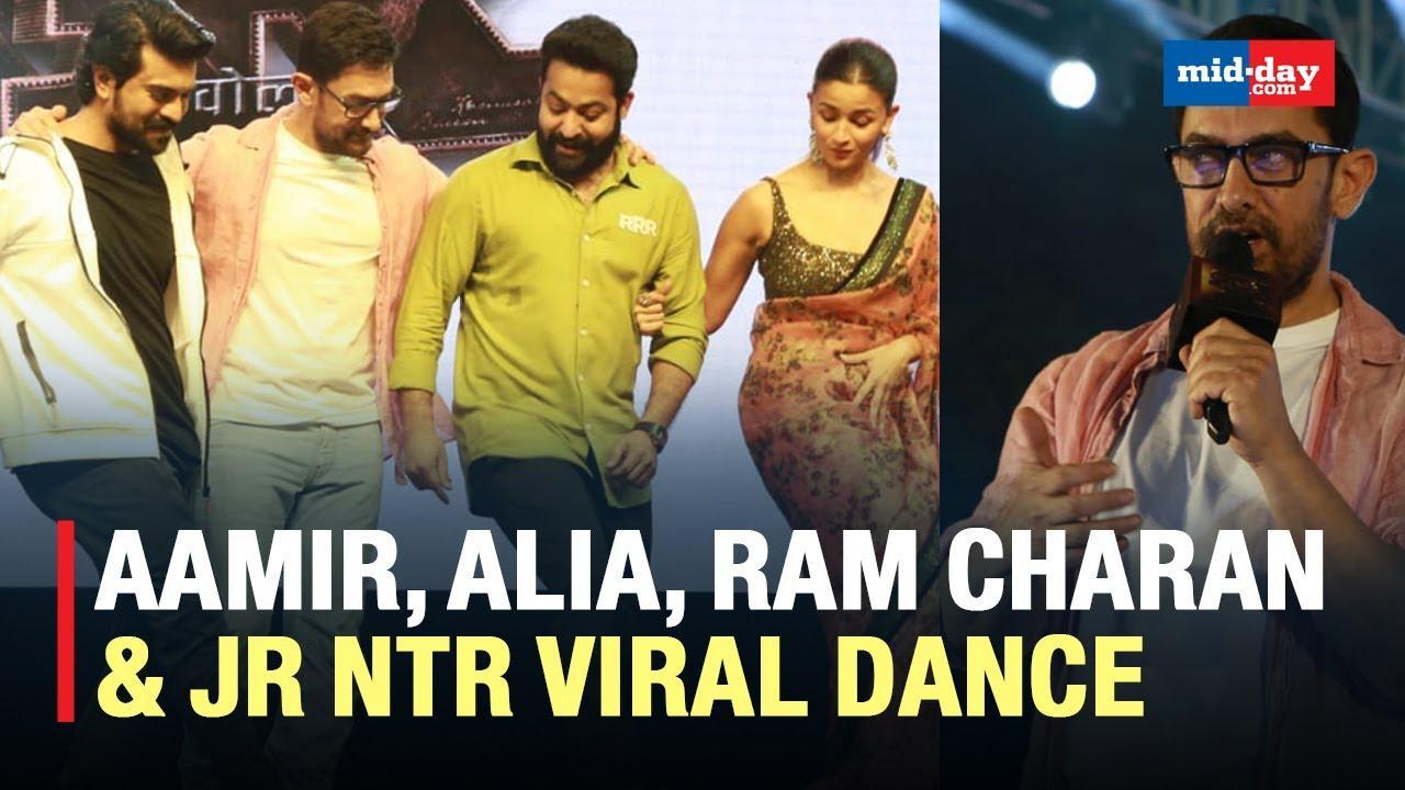 Aamir Khan Joins Ram Charan, Junior NTR & Alia Bhatt In Delhi, Dance On 'Natu'