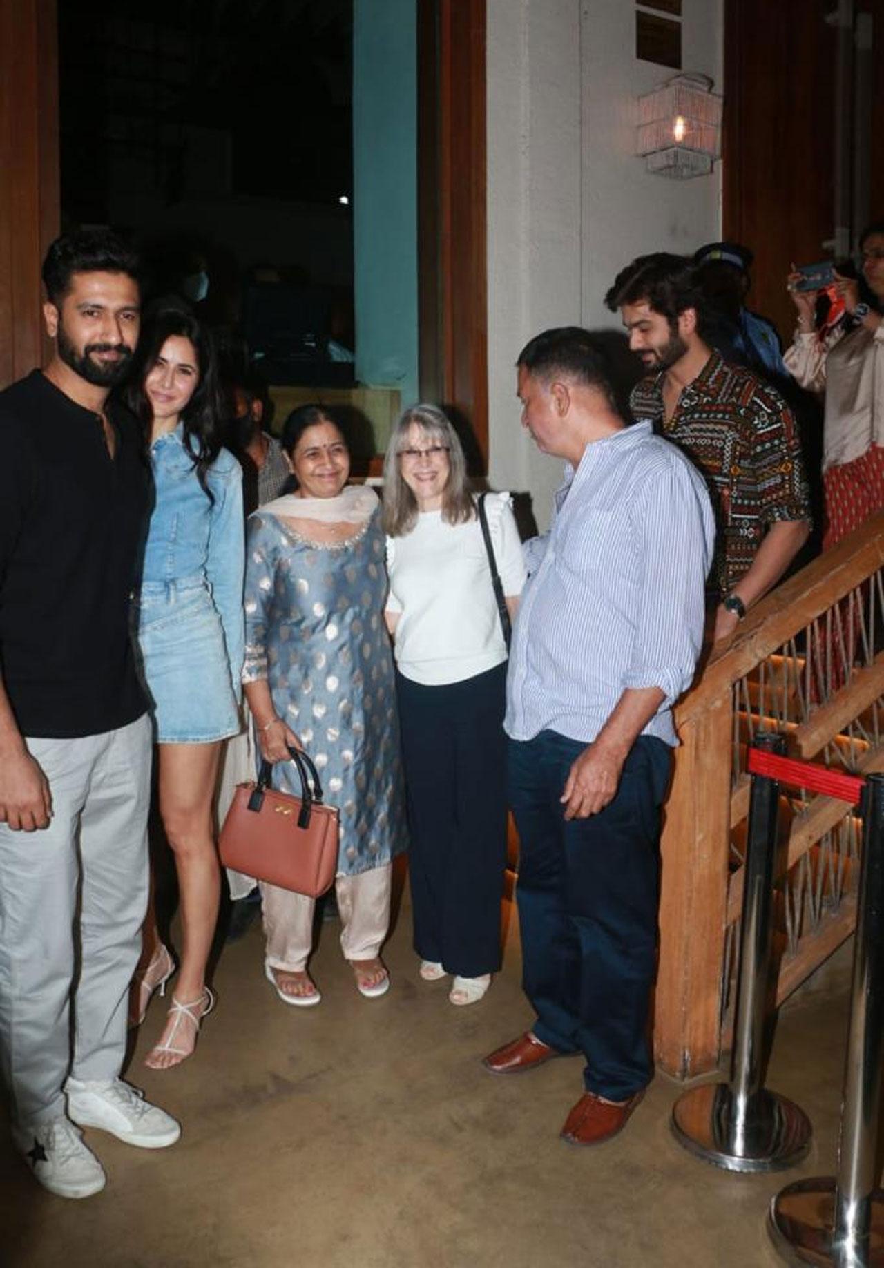 Katrina Kaif and Vicky Kaushal were spotted together as they stepped out for dinner with family. Going by the pictures, this is the Batian restaurant located at Worli that has become the hub of celebrity dinners since it has opened. 