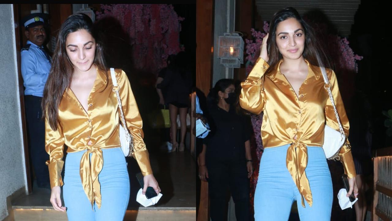 Kiara Advani turns heads in a golden satin shirt as she steps out for dinner