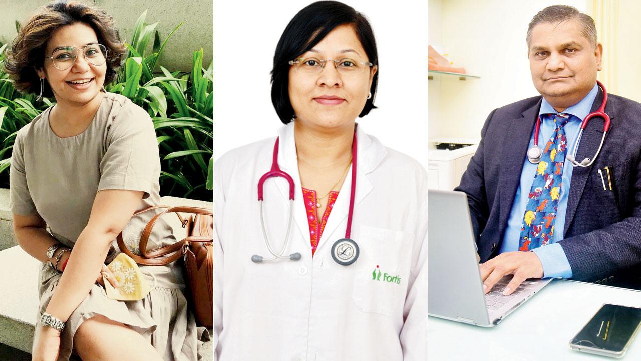 Heer Kothari; Dr Sweta Budyal and Dr Amish Vora, Paediatric Intensive Care, Masina Hospital. (Pic/Shadab Khan)