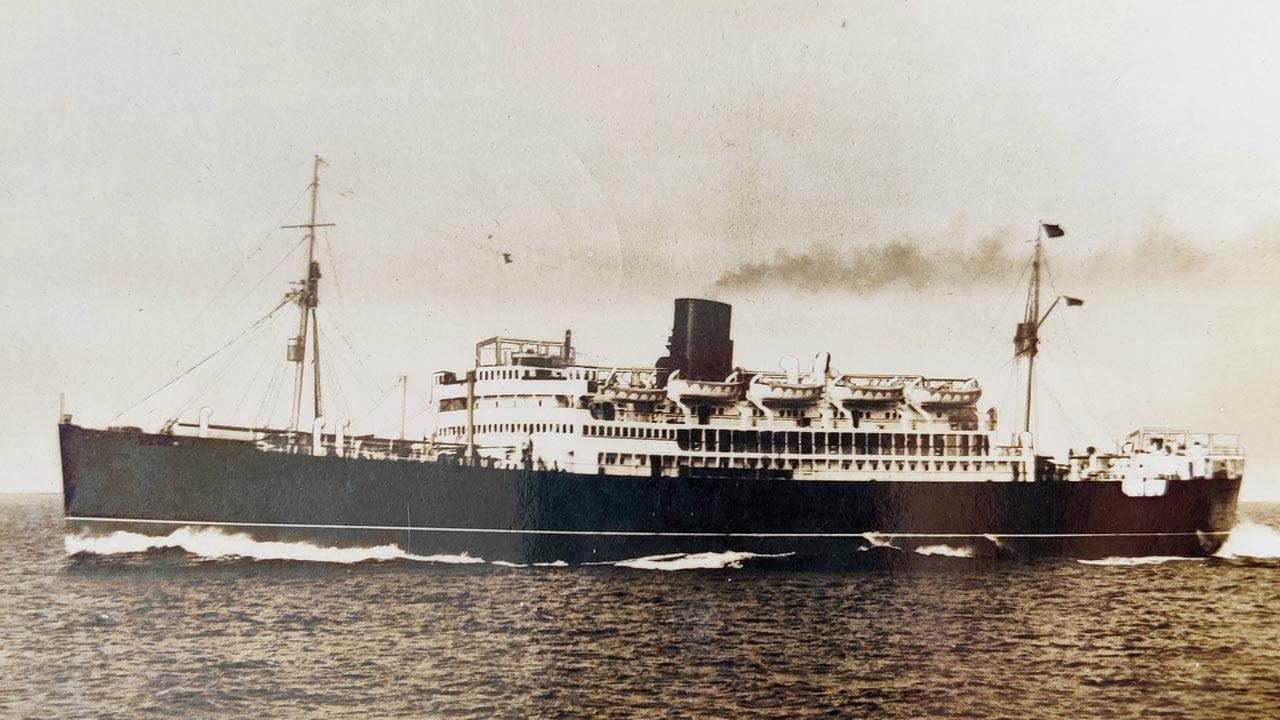 The 1956 postcard from aboard the passenger liner Caledonia, which Piloo Vajifdar wrote her Bombay sisters en route England