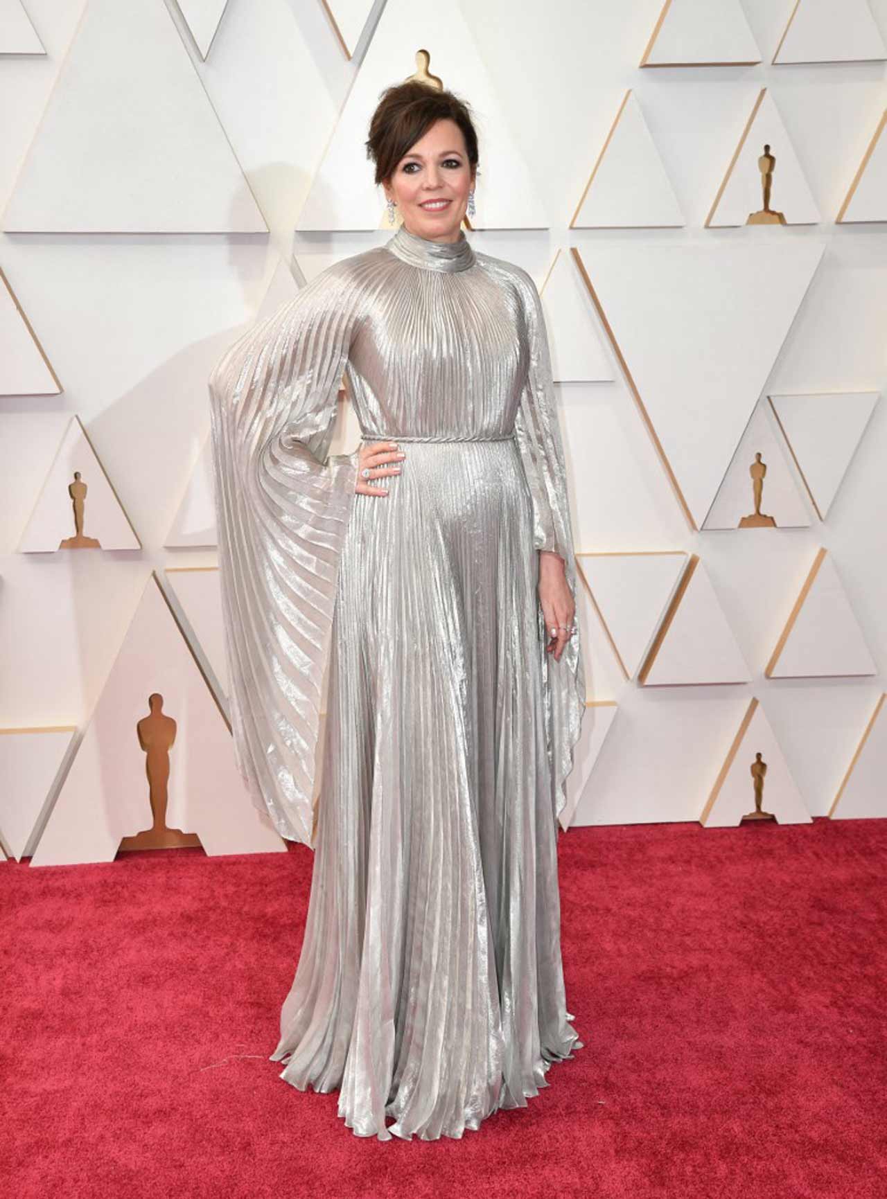Actor Olivia Colman, who was nominated for 'The Lost Daughter', looked stunning in a silver metallic gown.