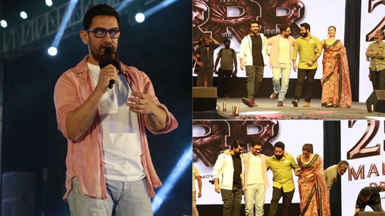Aamir Khan joins RRR promotions, dances with Ram Charan Junior NTR, Alia Bhatt