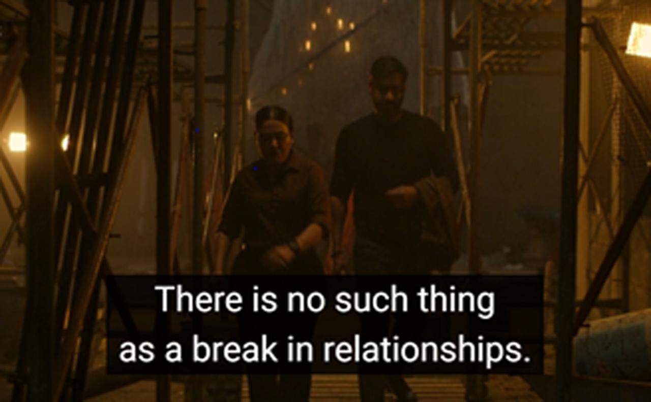 “Relationship mein break jaisa kuch nahi hota hai...Jumla hain yeh…..Pura system hi jumlon pe chal rah hai Boss...Meri shaadi kya cheez hai” (There's no such thing as a break in relationships. The entire system is working like this, so what's different about my wedding?)
