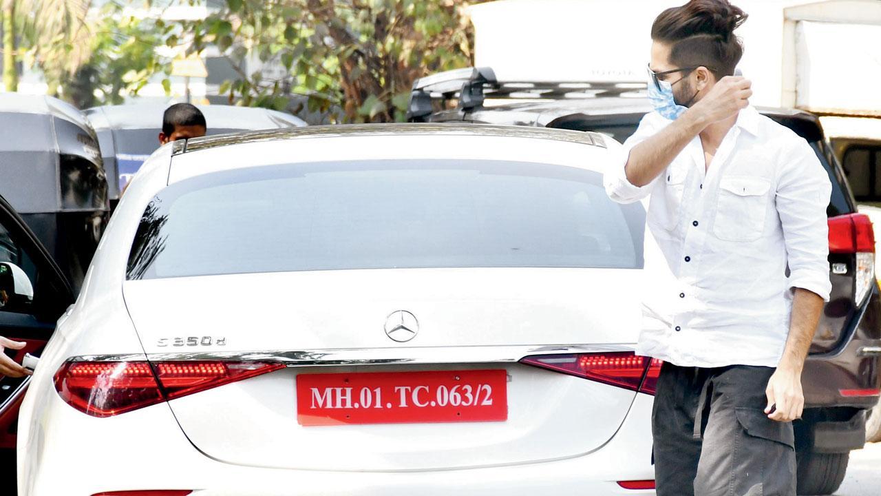 Up and about: Shahid Kapoor shopping for new wheels