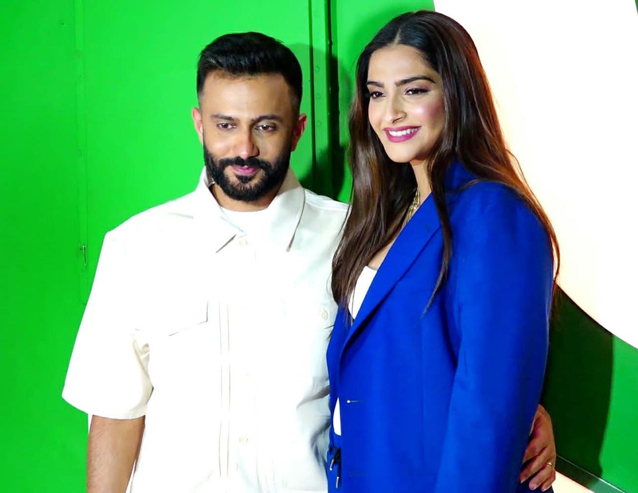 Soon after Sonam Kapoor announced her pregnancy, the actress and her husband Anand Ahuja's store launch in Mumbai. The fashion icon opted for a comfy yet classy blue pantsuit for the day, paired with white sneakers.