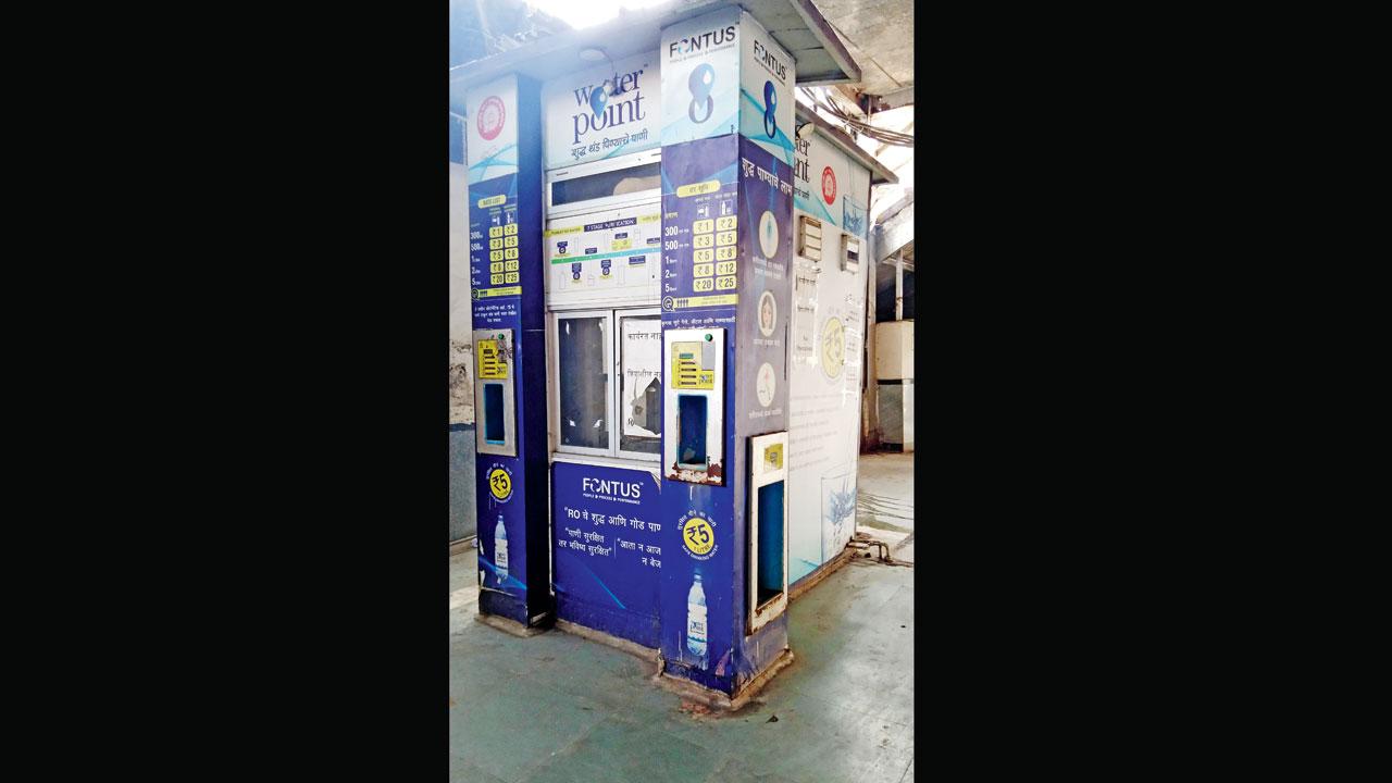 A dead water machine at Dadar. Commuters say they simply take up space