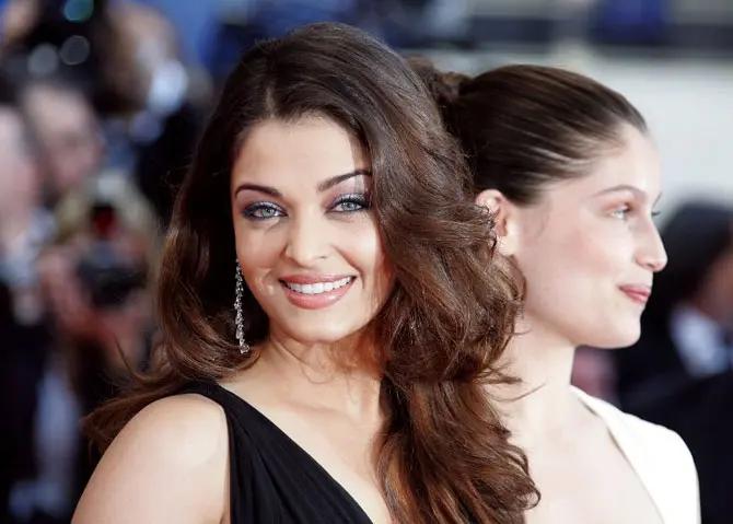 2005: Aishwarya Rai with French actress Laetitia Casta at the opening ceremony and the official projection of 'Lemming' by French director Dominik Moll at the 58th edition of the International Cannes Film Festival on May 11, 2005