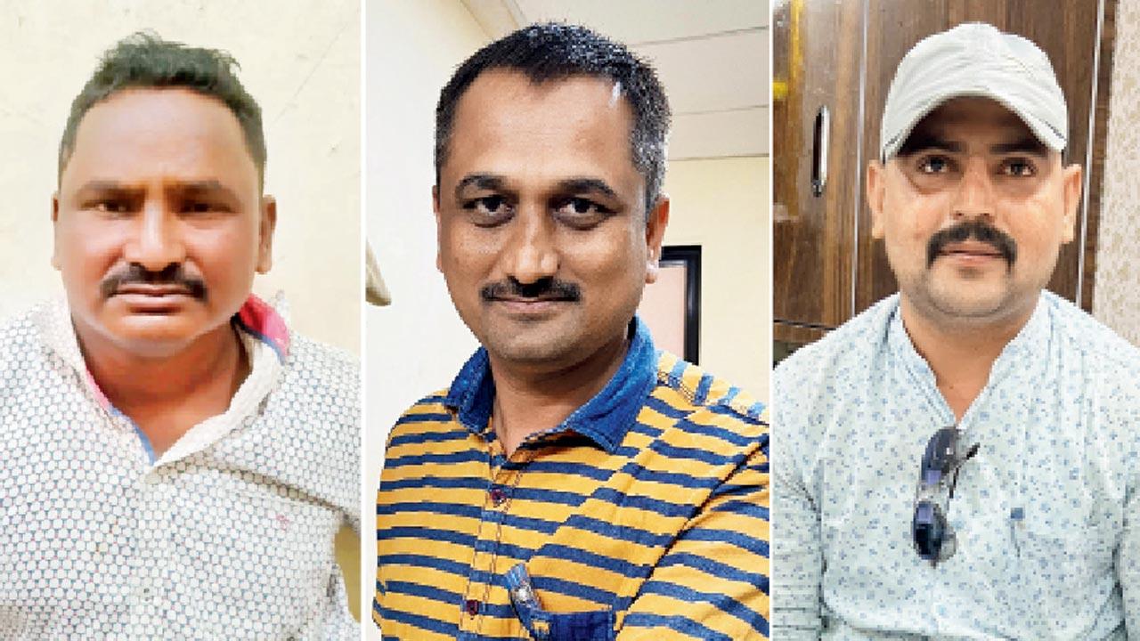 Chandrakant Ramakant Shenoi, the man arrested on Friday; (centre) head constable Yogesh Deshmukh and (right) constable Kiran Awhad were part of the team that caught Shenoi. Pics/Hanif Patel