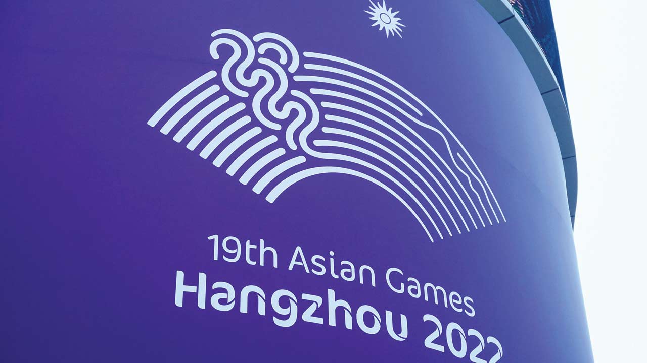 The 2022 Asian Games logo on display at Hangzhou, China, yesterday