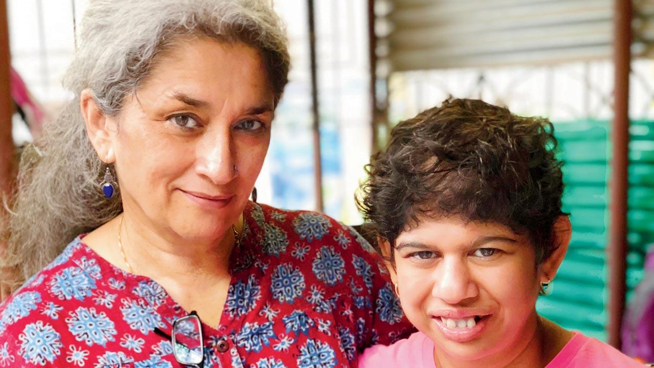 Sushama Nagarkar, founder of Yash Charitable Trust, which also runs a skill development centre, with her daughter Aarti, who is autistic and works at Café Arpan